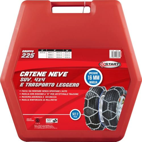 START Set Due Pezzi Catene da Neve 16MM Gruppo 225 per SUV 4x4 e Trasporto Leggero