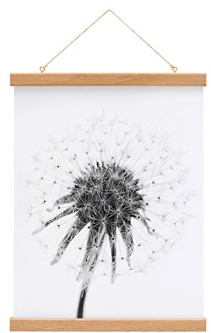 PHOTOLINI Posterleiste Eiche Massiv 31 cm Echtholz, magnetische Poster-Hänger, Posterhalter, Posterschiene - für Fotos & Poster zur flexiblen Gestaltung