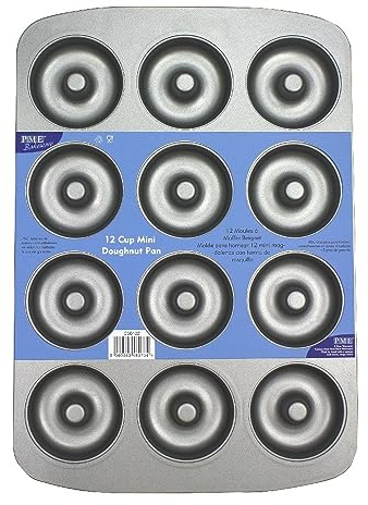 PME Non Stick 12 Cup Mini Donut Pan, Carbon Steel, Grey
