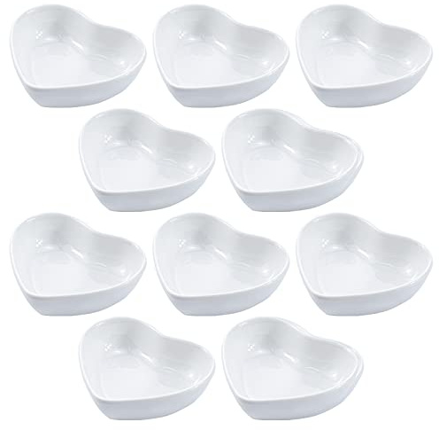 Bicuzat Mehrzweck-Saucen-Schälchen in Herzform oder Sternenform, Keramik, für Sushi-Dip-Schalen (Set mit 4 oder 10 Stück) 10 Pack herz