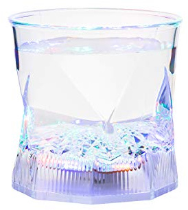 2 Water Activated Liquid Activated LED Drinking Glasses Flashing Glass Light Up 240ml Multi Coloured Novelty Tumbler Wedding Induction Reusable LED Light Drinking Water Glasses Cocktail Glasses