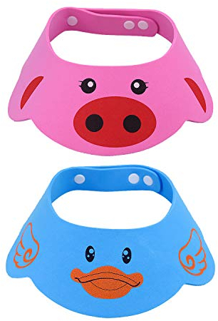 NATEE 2 pcs Verstellbarer Shampoo Schutz Duschhaube Badekappe Augenschutz Ohrschutz Shampoo Bade Hut Mütze für Baby Kinder Haarewaschen