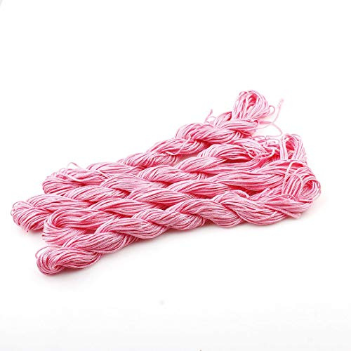 Perlin Makramee Garn Rosa 1 mm 30 m Nylon Knotenband Fuer Schmuckbasteln | Gleichmaessig fuehrbare Schnur fuer Knoten Flechtarbeiten Auffaedeln und dekorative kreative Handarbeitsprojekte