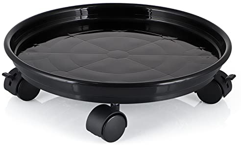 Skelang 30cm Rollbarer Blumentopfständer, Rollbarer Pflanzenständer, Pflanzenständer mit Universalrad für Zimmer- und Außenpflanzen, Tragfähigkeit 56kg, Schwarz