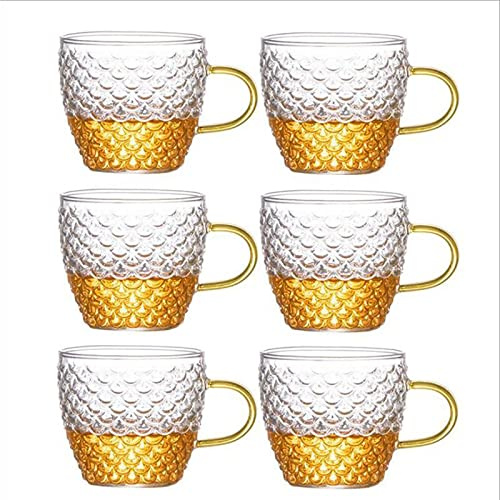 Hapivida Tasse en Verre, Tasses à Thé en Verre Borosilicate Transparent Résistant à la Chaleur avec Poignée, 100ml pour Café, Thé, Maison et Bureau