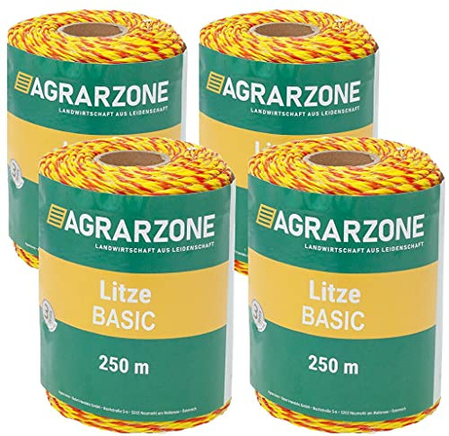 Agrarzone Weidezaunlitze Basic 1000m, gelb-orange | Niro-Leiter 3x0,20 für gute Leitfähigkeit am Weidezaun | Pferde, Ponys, Haustiere mit Elektro-Zaunlitze sicher einzäunen