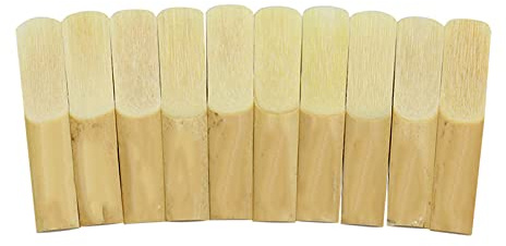 10 Stück Professionelle Altsaxophon-Blätter, Stärke 2,5 Holzblas Blätter Ersatz mit Transparent Kunststoffkoffer, Spielinstrumente Musikinstrumentenzubehör für Klarinettenanfänger und Spieler