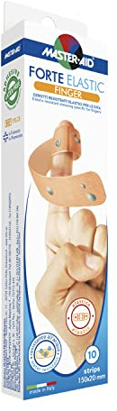 Widerstandsfähige Pflasterstrips FORTE ELASTIC • wasserbeständiges Material • elastisch, leichte Kompression • sehr starke Haftkraft • atmungsaktiv ► MASTER•AID® • latexfrei (Fingerstrips - 10 St.)