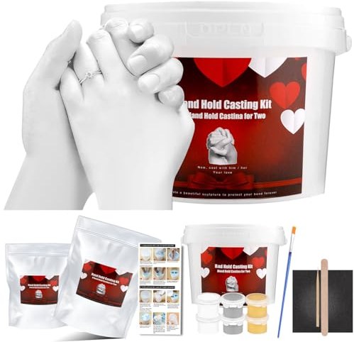 VIPNAJI Kit di stampaggio a mano coppia impronta 3D adulti famiglia piedi e mani - idea per donna e uomo alginato - regalo innamorato con gesso per modanature - scultura d'arte decorativa