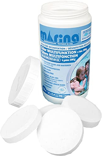 Marina Chlor Multitabs 200g - Pool Tabletten - 6 STK. Chlortabletten Multifunktion 5 in 1 - für sauberes und hygienisches Poolwasser - (1,2kg - 6kg) - Langzeit Chlor