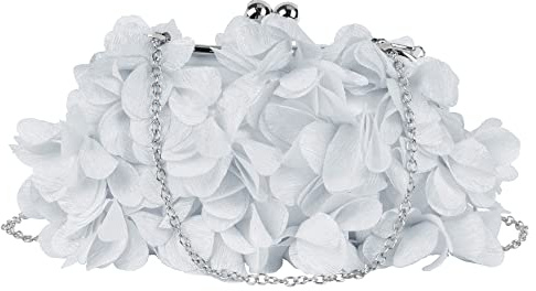 MEGAUK Damen Elegante Handtasche Blumen Clutch Seide Abendtasche Henkeltasche Crossbody Bag mit Kette Kisslock Design