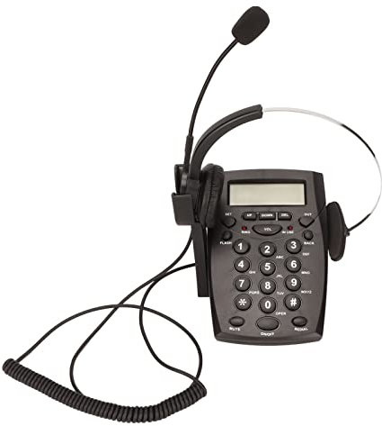 Auricular con Cable Teléfono Fijo, FSK DTMF Identificador de Llamadas Dialpad Centro de Llamadas Teléfono Fijo, Auriculares con Cancelación de Ruido Teléfono con Teclado, para Oficina de Centro de Lla