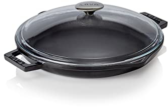 Pfanne mit Glasdeckel Ø 31,5cm schwarz Gusseisen emailliert LAVA CAST IRON