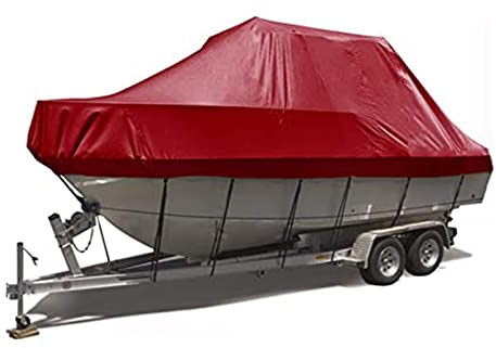 ELVONS Copertura del Telone della Barca, 210d Impermeabile E Antipolvere Tessuto Oxford Telo Copri Barca A Motore per Le Navi Protezione All'Aperto, 11-27 Piedi,Rosso,14~16ft(510cm*230cm)
