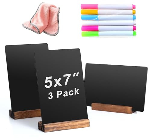 YEEON 3 Pack 5x7 in Chalkboard Sign Small Blackboard Decorative with Wood Base