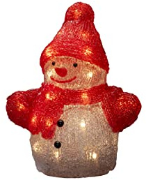 Konstsmide Figurine LED/Utilisation intérieure (IP20) / Fonctionnement à Piles/Diodes Rouge Bonhomme de Neige