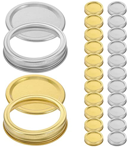 iplusmile 24sätze Einmachglas Deckel Mit Ringen Luftdichte Metallverschlusskappen Für Standard- -gläser Einmachen Und Lagern Wiederverwendbar Und Praktisch