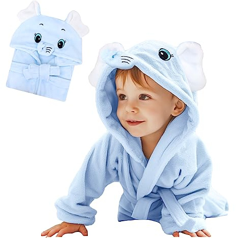 WYTbaby Bademantel Baby Weich Flanell Kinder Bademantel mit Kapuze, Schnell Trocken Bademantel für Baby Mädchen Jungen