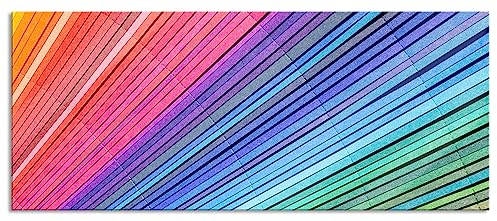 Pixxprint Glasbild Panorama, Wandbild aus Echtglas, Bunter Farbfächer, 120x50 cm, inkl. Aufhängung und Abstandshalter