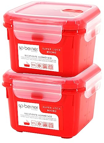 2 x1,1 l, quadratisch, zum Dämpfen in der Mikrowelle, optimaler Transport und Lagerung von Lebensmitteln, Clipverschluss