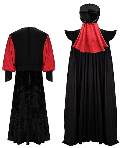 LIKUNGOU Erwachsene Jafar Cosplay Kostüm Arabischen Bösewicht Tunika Robe Cape Turban Zubehör für Männer Halloween Karneval Party Outfit Anzug