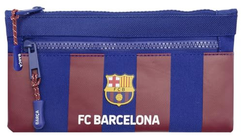 ms móvil shop Barcelona FC Portatodo Color Blaugrana Estuche Escolar para Niños Doble Cremallera 23x11 cm | Producto Oficial