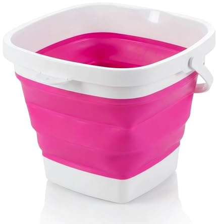 König Design Faltbarer Eimer - Platzsparend & Robust - BPA-frei, Ergonomischer Griff - Haushalt, Outdoor (Pink, 5 Liter)