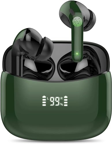 Kopfhörer Kabellos Bluetooth，Bluetooth Kopfhörer 5.3, Letzte Kabellose Kopfhörer Noise Cancelling Earbuds mit 4 ENC Mic, 52H mit kabellosem Ladefach, Tiefer Bass, IP7 Wasserdichte Ohrhörer, Grüner