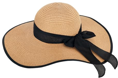 LY4U Chapeau d'Ombrage en Herbe pour Femmes à Large Bord - Idéal pour Plage et Voyage de Vacances