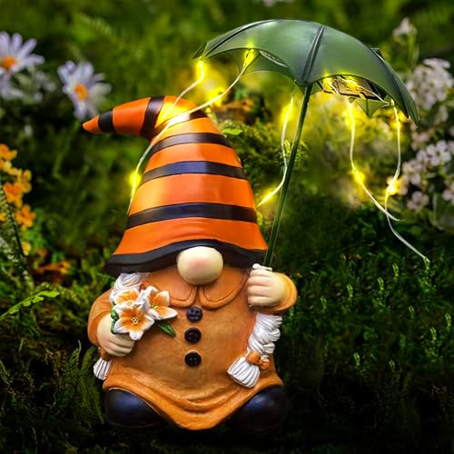 lifemet Solar Gartenzwerg Gartendeko Figuren - Lustig aus Kunstharz Zwerge Garten Deko Draußen Wetterfest mit LED Solarlaterne, Gartendeko Gartenleuchte für Außen Hof Balkon Terrasse