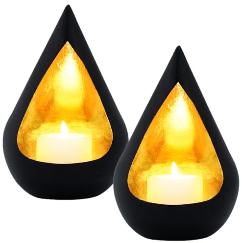 2er Set Orientalisches Windlicht Timur aus Metall in Schwarz 17 cm