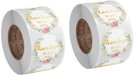 SEWACC 2rollen Rund Roll Verpackungsaufkleber Selbstklebende Dankeschön-etiketten Für -projekte Und Lebensmittelverpackungen Für Geburtstagskarten Und Geldgeschenke