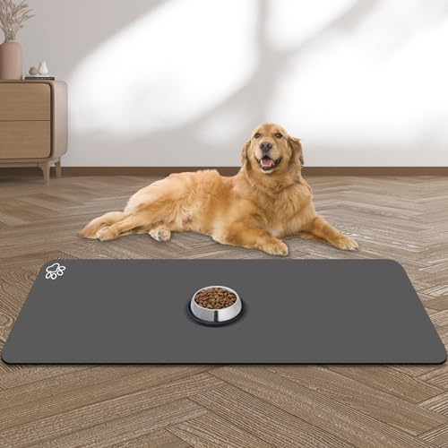 Large Pet Feeding Mat, Absorbent Quick Dry Dog Mat for Food and Water Bowl, No Stains Easy Clean Dog Water Dispenser Mat, Pet Supplies Bowl Mat for Messy Drinkers