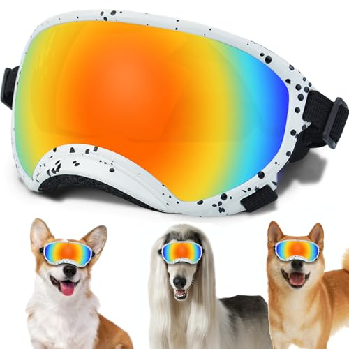 Small Dog Sunglasses with Adjustable Strap UV Protection, Winproof Dog Puppy Sunglasses, Suitable for Small Dog Pet Glasses, Dogs Eyes Protection，Soft Dog Goggles