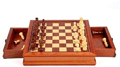 HAVVMK Schachspiel International 12,2 x 12,2 Zoll Schachspiel Massivholzbrett mit Schublade Magnetisches Schachspiel Schach, für Zuhause Geschenk Schachspiel in voller Größe