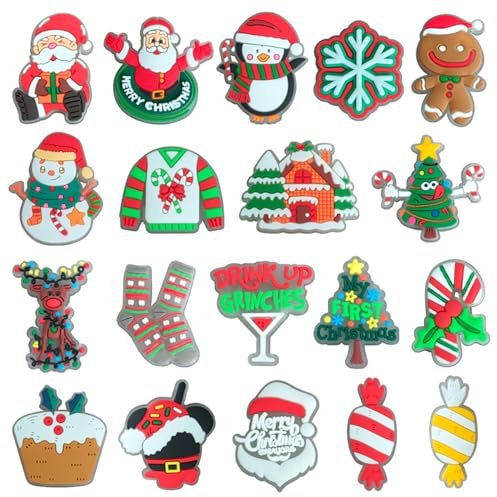 Niuhong Schuh Clogs Charms Kinder Niedlicher Cartoon Schuh Decoration Schuhanhänger Schuhschmuck DIY Kawaii Schuh Charm Clog Dekor PVC Shoe Schmuck Charm Schuhe Knöpfe Accessories (Weihnachten)