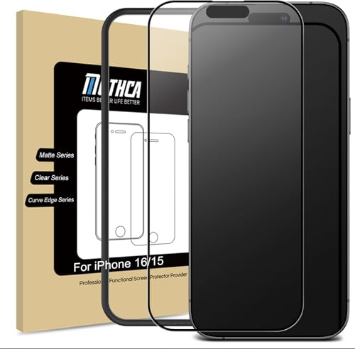 Mothca Opaca Pellicola Protettiva per iPhone 16 / iPhone 15, Vetro Temperato Opaco Film Anti-Impronte e Antiriflesso, Anti Graffio - Facile Installare, 1 Pezzi