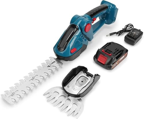 Cesoie per erba e arbusti a batteria 21 V 2 in 1 con batteria da 15000 mAh e caricabatterie, batteria per tagliabordi, ultra leggera, 1,4 kg, batteria per cesoie da giardino, 12 cm, batteria da 20 cm