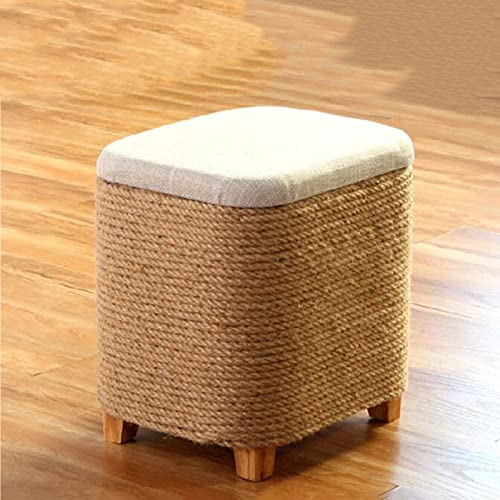 Rattan-Aufbewahrungshocker, platzsparender Aufbewahrungshocker, großer Sitz-Fußhocker für den Flur für Wohnzimmer und Schlafzimmer, handgefertigter Aufbewahrungshocker - natürlich für Wohnzimmer und