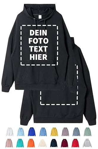 COOZEBRA Pullover selbst gestalten, Kapuzenshirt Bedrucken für Männer Frauen Erwachsene, personalisierte Pullover mit Text, Foto oder Bild