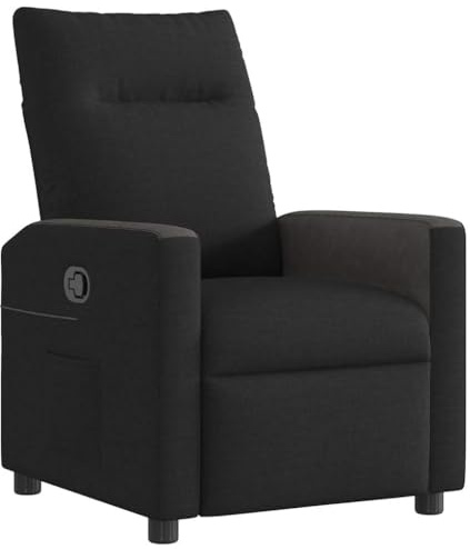 vidaXL Sillón reclinable de Tela Negro, Silla reclinable, sillón reclinable para Ancianos, sillón de sofá, sillón, sillón reclinable para TV