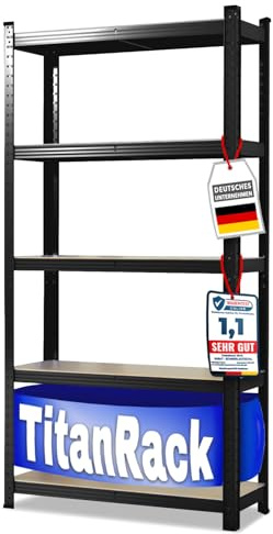etm Schwerlastregale – Garage, Keller, Werkstatt - Steckregal, Lagerregal, Kellerregal - Hohe Traglast & Verstellbare Böden (Schwarz, 200 x 120 x 60 cm)