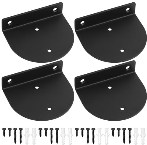 4 Piezas Soporte Estanteria Pared Flotante, Soportes para Estantes,Soporte Baldas Pared, Escuadras Estanterias, Escuadras para Estanterias Madera Semicirculares Invisibles para Estantería, Noir