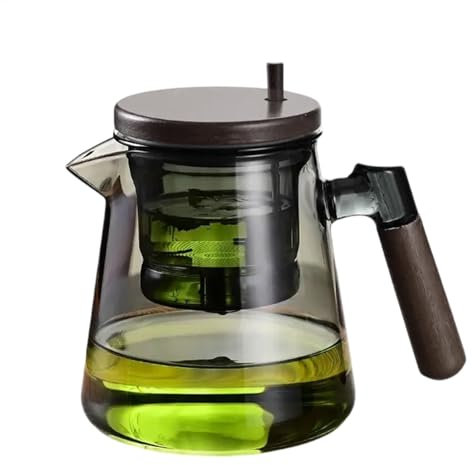 Enchantipot Tea Pot - 750ml Glass Tea Pot with Wooden Handle, Borosilicate Glass Infuser Kettle | Tea Press Pot, Loose Leaf Tea Maker, Herbals Infuser Pot, Heat-Resistant Glass Tea Kettle for Home