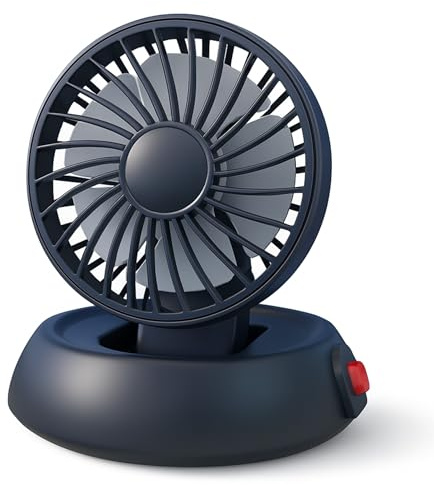 RigWig Ventilatore portatile USB per cruscotto – Circolatore d'aria di raffreddamento regolabile 5 V con piastra di parcheggio, vento forte silenzioso, design pieghevole – per auto, camion, ufficio