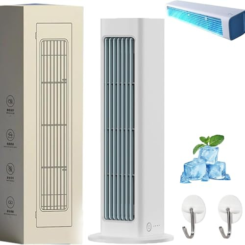 breezamax - Qinux Breeza Max Fan Air Cooler Original – Mini Klimagerät mit Kühlventilator, 3 Geschwindigkeitsstufen, ideal für Büro und Küche, keine Bohrung erforderlich, kompakt und leise