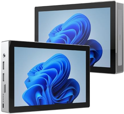 HEIGAOLAPC Ordinateur Mini PC Mini Desktop Computer PC Celeron N95, 16Go RAM 512Go eMMC, Win11 Pro Micro Desktop avec écran Tactile 7 Pouces IPS HD, Double Affichage 4K, HDMI, USB-C, SIM 4G, Dual LAN