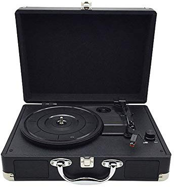 ZJFHEYUO Tourne-Disque Vinyle, Gramophone rétro, Enceinte Bluetooth rétro, Tourne-Disque Noir