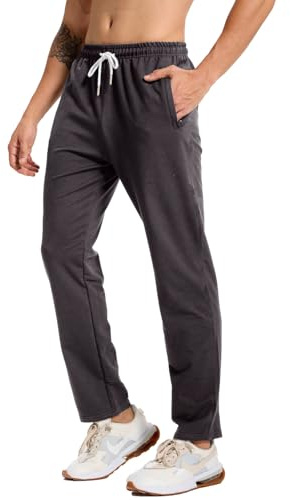 ZOXOZ Pantaloni Sportivi Uomo Cotone con Tasche A Cerniera Pantaloni Jogging Uomo Grigio 3XL