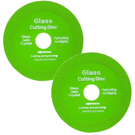 SIGANDG 2 Piezas Disco de Corte de Vidrio, 125MM Disco de Corte de Diamante | Accesorio de Amoladora Angular para Vidrio, Cerámica, Botellas de Vino, Jade, Granito, Azulejos, Corte y Pulido